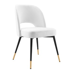 Modway Rouse Performance Velvet Dining Side Chair in White 23 x 20 x 32 - 1 of 4