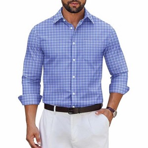 COOFANDY Men's Long Sleeve Plaid Button Down Dress Shirt : Target