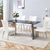 NicBex Dining Table Set for 4 Black Marble-Patterned Slabs Tabletop with Stainless Steel Butterfly Legs with 4 PU Chairs for Kitchen - 2 of 4