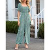 Whizmax Women's Summer Smocked Jumpsuits Casual Square Neck Short Sleeve High Waist Wide Leg Rompers with Pockets - 2 of 4