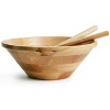 Gibson Coban 3 Piece Rubber Wood Salad Bowl and Servers in Light Brown - 2 of 4