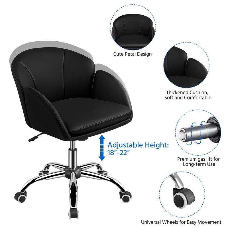Yaheetech Modern Swivel Rolling Desk Chair with Armrests for Home Office, 4 of 9