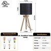 18" Nordic Wood Tripod Table Lamp with Linen Drum Shade for Bedroom, Living Room, Study, Cafe, Entryway, or Hotel,White - 2 of 4