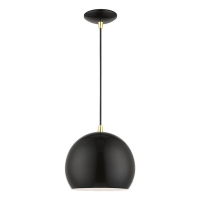 Livex Lighting Piedmont 1 - Light Pendant in  Shiny Black/Polished Brass