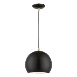 Livex Lighting Piedmont 1 - Light Pendant in  Shiny Black/Polished Brass - 1 of 2
