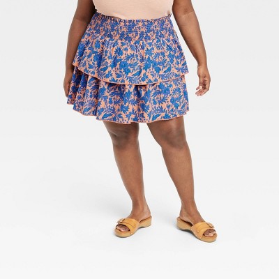 Women's Short Tiered Ruffle Mini Skirt - Universal Thread™ Pink Floral