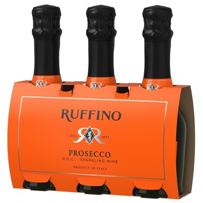 Ruffino Glera Prosecco DOC Italian White Sparkling Wine - 3pk/187ml Bottles