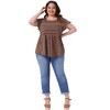Agnes Orinda Women's Plus Size Boho Floral Printed Round Neck Butterfly Sleeve Babydoll Blouses - 3 of 4