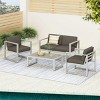 Coolbibila 4 Piece Modern Patio Furniture Set,Conversation Sets For Patio with Cushions,Aluminum Frame Slat Dining Table and Garden Arm Chair - 3 of 4