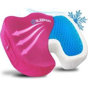 Refurbished Sleepavo Pink Memory Foam Seat Cushion for Office Chair - Cooling Gel Pillow for Sciatica Coccyx Tailbone and Lower Back Pain - Chair Pad - 1 of 4