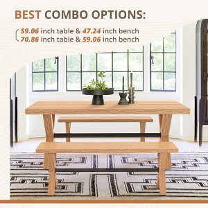 Arceso 47 inch Dining Bench with Solid Wood, Farmhouse Kitchen Bench with Natural Wood Grain,  Dining Chair for Home and Dining Room - 1 of 4