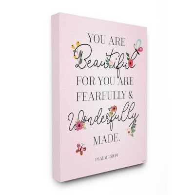 Stupell Industries Wonderfully Made Faith Based Psalm Floral Pink