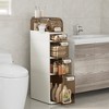 VECELO Narrow Beside Toilet Storage Cabinet, Plastic Bathroom Organizer with Drawers & Wheels, Slim Toilet Paper Storage for Bathroom, White - 2 of 4