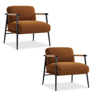 GustoWave Mid Century Accent Chair with Spring Foam & 420g Teddy Fabric - Modern Armchair for Living Room, Pet-Friendly Reading Chair - 1 of 4