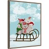 Amanti Art Christmas Christmas Owl Sled by Fab Funky Canvas Wall Art Print Framed 23-in. W x 28-in. H. - 2 of 4