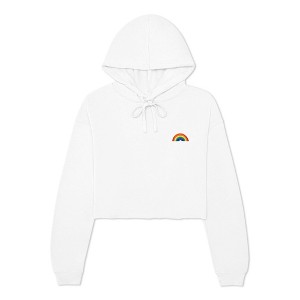 Dalix Rainbow Embroidered Fleece Cropped Hoodie Cold Fall Winter Women - 1 of 4