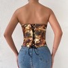 Retro Corset Print Chest Wrapped Fishbone Front Buckle Back Adjustable Strap Tight Corset - 4 of 4