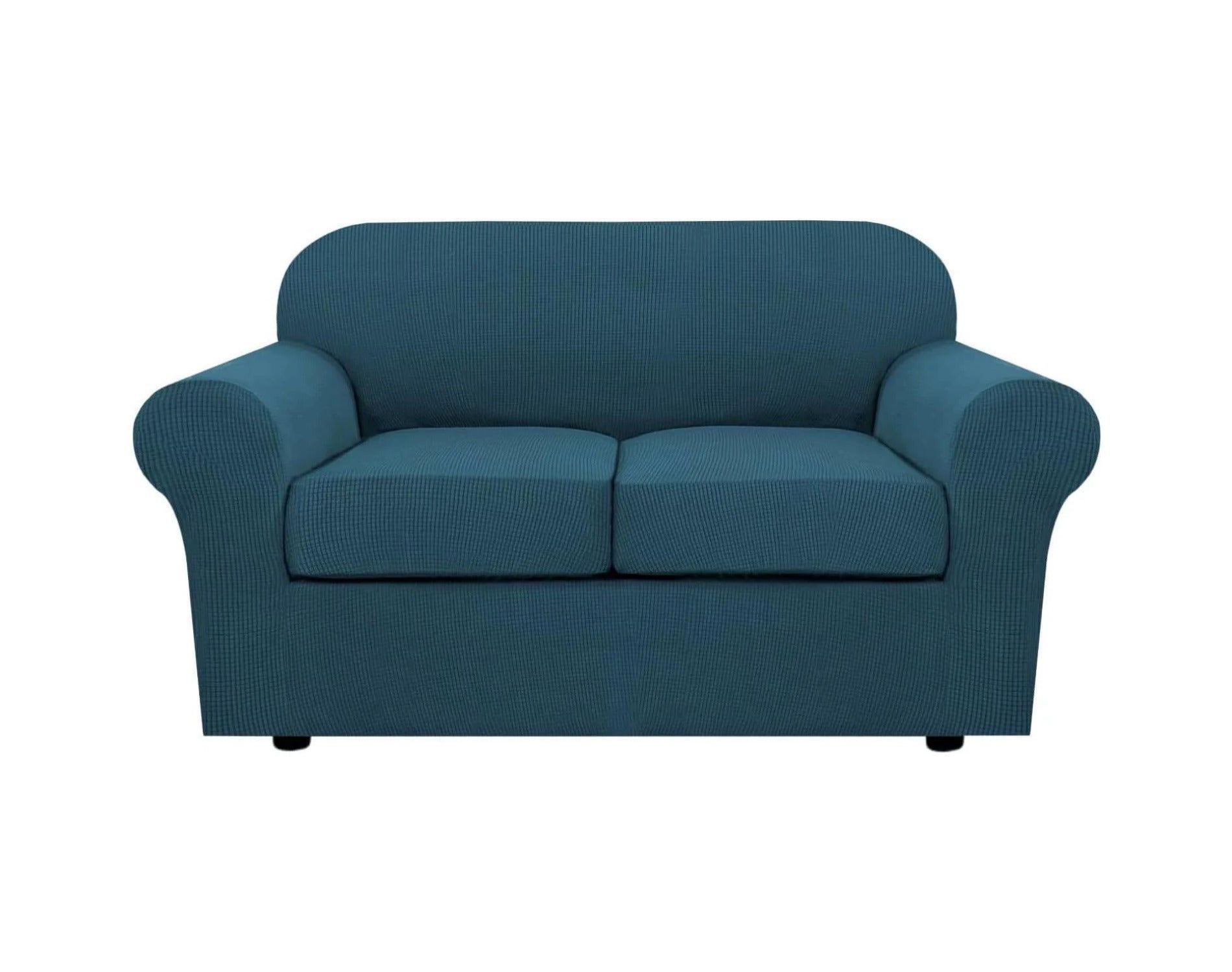 H.Versailtex 4 Piece Stretch Couch Covers for Cushion Couch Sofa Furniture Slipcovers DEEP TEAL Medium