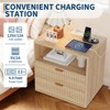 Fluted Farmhouse Nightstand with Charging Station: 2-Drawer End Table for Bedroom/Home Office - 4 of 4