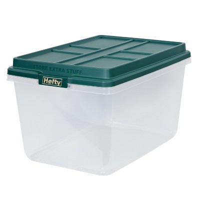 Hefty 72qt Ornament Divider And Green Lid Storage Box Clear : Target