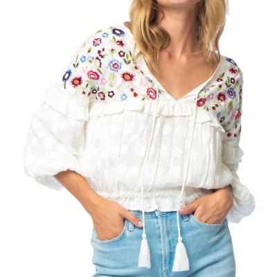 Women's Embroidered Tie Neck Blouse - Mahila