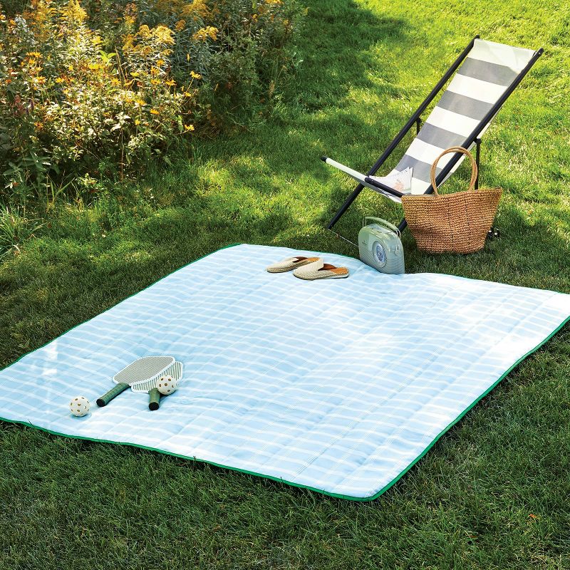 72&#34;x72&#34; Checkered Plaid Picnic Blanket Cream/Light Blue/Green - Hearth &#38; Hand&#8482; with Magnolia, 3 of 6