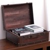 Vintiquewise Vintage Style Brown Wooden Suitcase with Leather Trim - 2 of 4