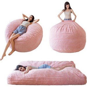 MAXYOYO Giant Bean Bag Chair Bed for Adults, Convertible Beanbag High-Density Foam Filling, Machine Washable Cover, Pink - 1 of 4