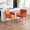 SEYNAR Mid Century Modern Velvet Accent Armrest 27-inch Tall Bar Stool Set of 2 with Metal Frame - 2 of 4