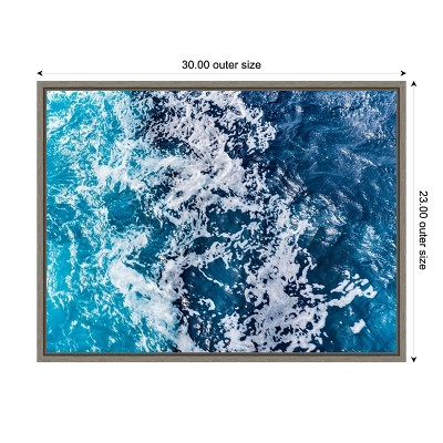 Turbulent Tasman Sea V Abstract Canvas Print with Greywash Frame