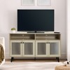 Parrot Uncle 56 in. Beige Farmhouse TV Stand with Storage TV Table Top - 3 of 4
