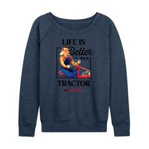 Women's - Instant Message - Life Is Better On A Tractor Lightweight French Terry Wide Neck Long Sleeve Graphic Shirt - 1 of 4