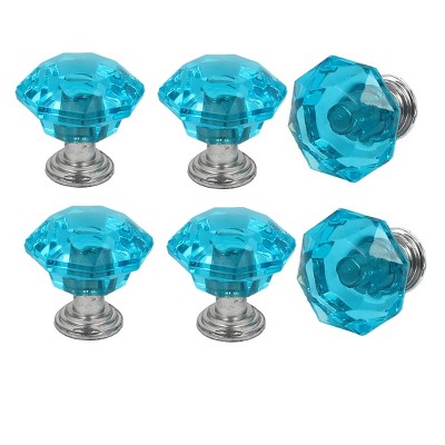 Unique Bargains Cabinet Dresser Door Diamond Shaped Pull Handles Knob 1"x0.87" Blue 6pcs