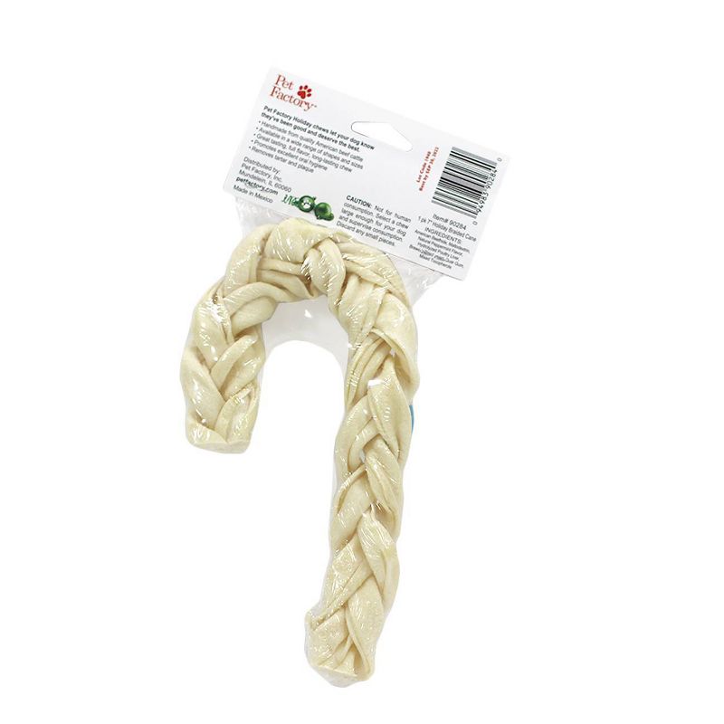 Pet Factory Happy Holiday Braided Peppermint Cane Rawhide Dog Treats - 3oz, 2 of 4