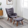 Dexmalle Contemporary Silky Velvet Tufted Accent Chair with Ottoman - 2 of 4