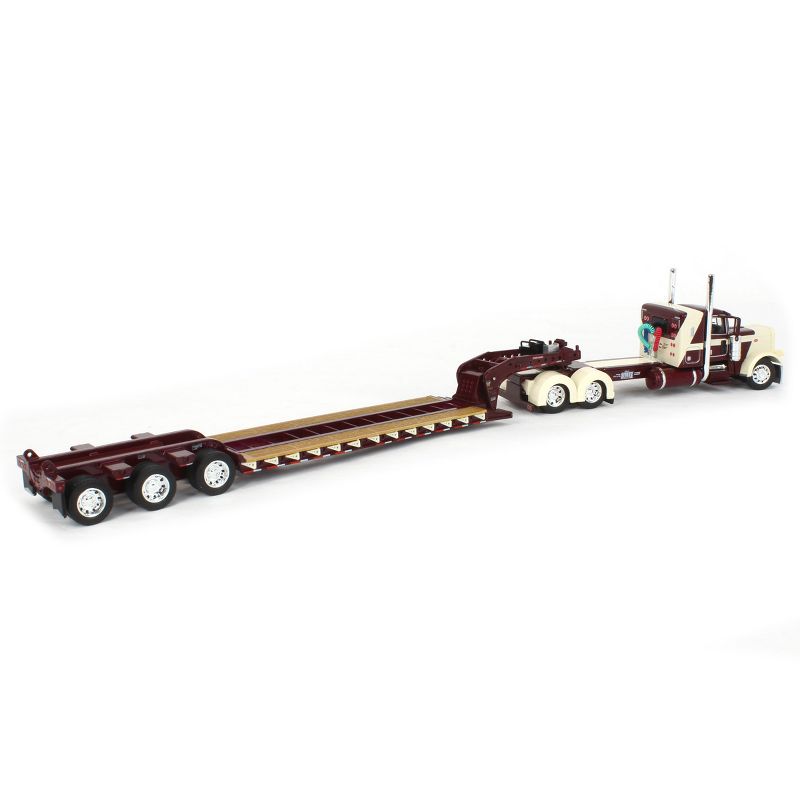 First Gear DCP 1/64 R.L. Spartz Trucking Garnet Peterbilt 389 with 36" Flat Top Sleeper and Red Fontaine Magnitude Lowboy Tri-Axle Trailer 60-1697, 3 of 7