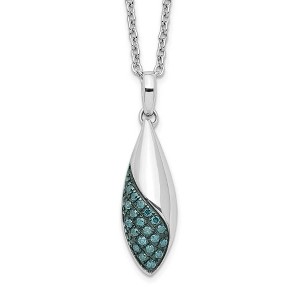 Black Bow Jewelry 1/8 Ctw Blue Diamond & Rhodium Plated Sterling Silver Necklace - 1 of 4