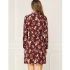 INSPIRE CHIC Women's Lapel Button Down Belted Mini Vintage Polka Dots Floral Shirt Dress - 4 of 4