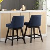 Beautyolove 29 in. Blue Fabric Upholstered Bar Height Swivel Bar Stool with Solid Wood Frame (Set of 2) - 2 of 4