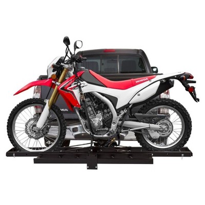 Black Widow Steel Motorcycle, Dirt Bike, or Scooter Carrier with Loading Ramp for 2 Inch Truck or SUV Hitch Receiver, 500 Pound Capacity
