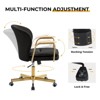 Furniliving Modern Leather Home Office Desk Chairs, Adjustable Swivel Vanity Chair with Golden Legs and Wooden Padded Armrest - 4 of 4