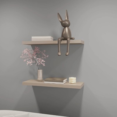 Vynxaria Floating Shelf, Minimalist Design, Taupe Finish, 31.5" Wide