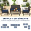 Costway 4PCS Patio Rattan Wicker Furniture Set Cushioned Sofa Armrest Coffee Table Navy - 2 of 4