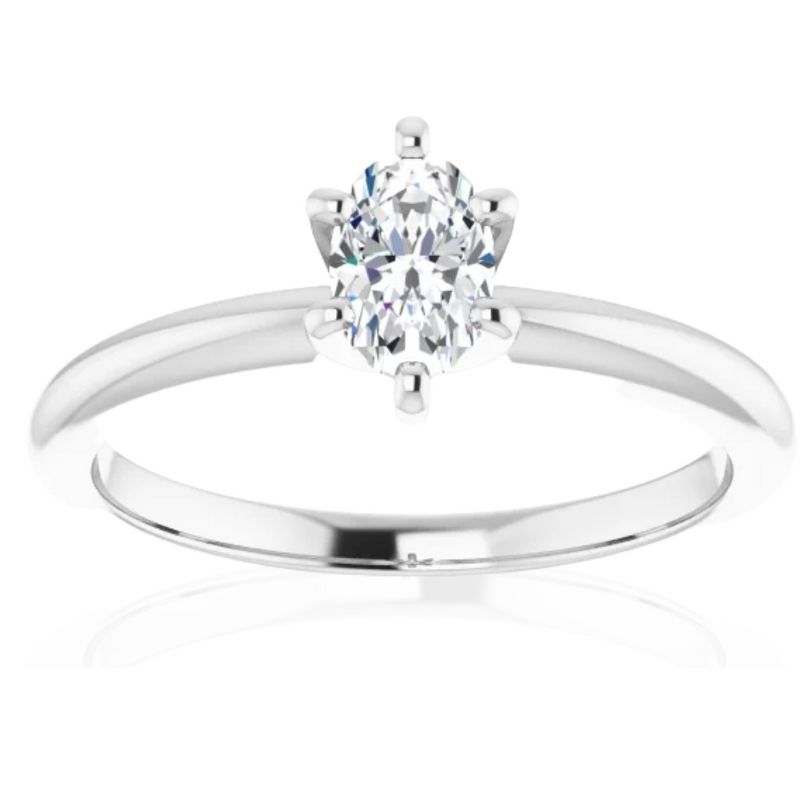 Pompeii3 1/3Ct Oval Lab Created Diamond Solitaire Engagement Ring 14k White Gold, 1 of 6