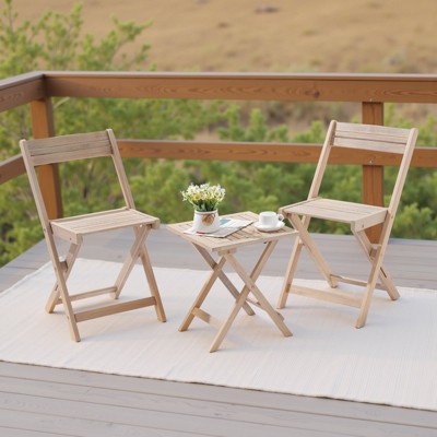 MyDepot Patio Furniture Set 3 Piece Acacia Wood Bistro Table and Chairs Set