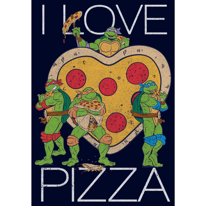 Men's Teenage Mutant Ninja Turtles I Love Pizza Heart Pull Over Hoodie, 2 of 5