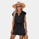 Women's Ruffled Button-Front Romper - Cupshe