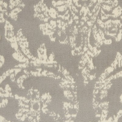 Gray and Ivory Damask 5'3" x 7'3" Synthetic Area Rug