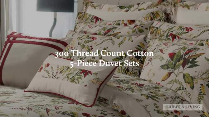 Casablanca 300tc Cotton Sateen Floral Printed Oversize Duvet Cover Set 5pc - Tribeca Living&#174;, 2 of 4, play video