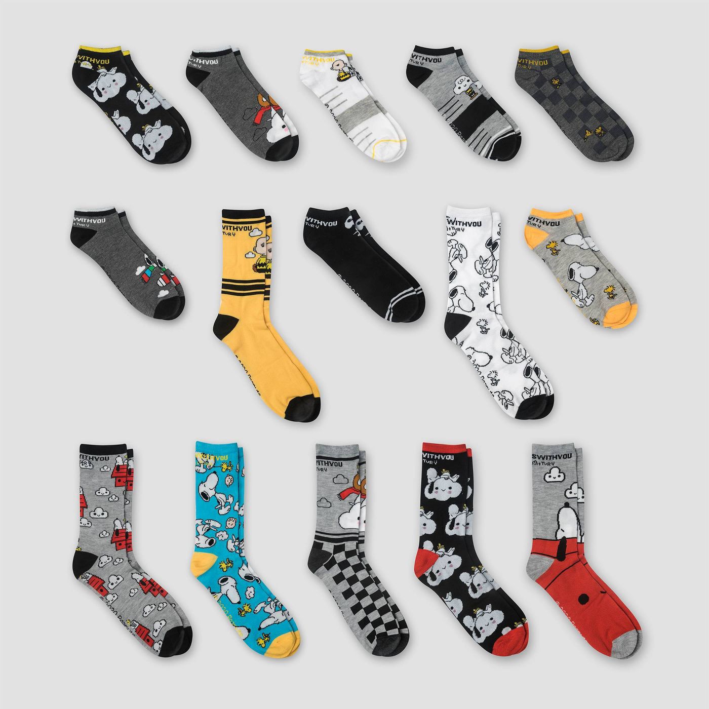Men's Peanuts 15 Days of Socks Advent Calendar - Assorted Colors One Size - image 1 of 5